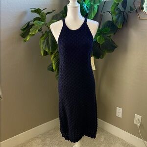 Eliza J Navy Textured Midi Dress